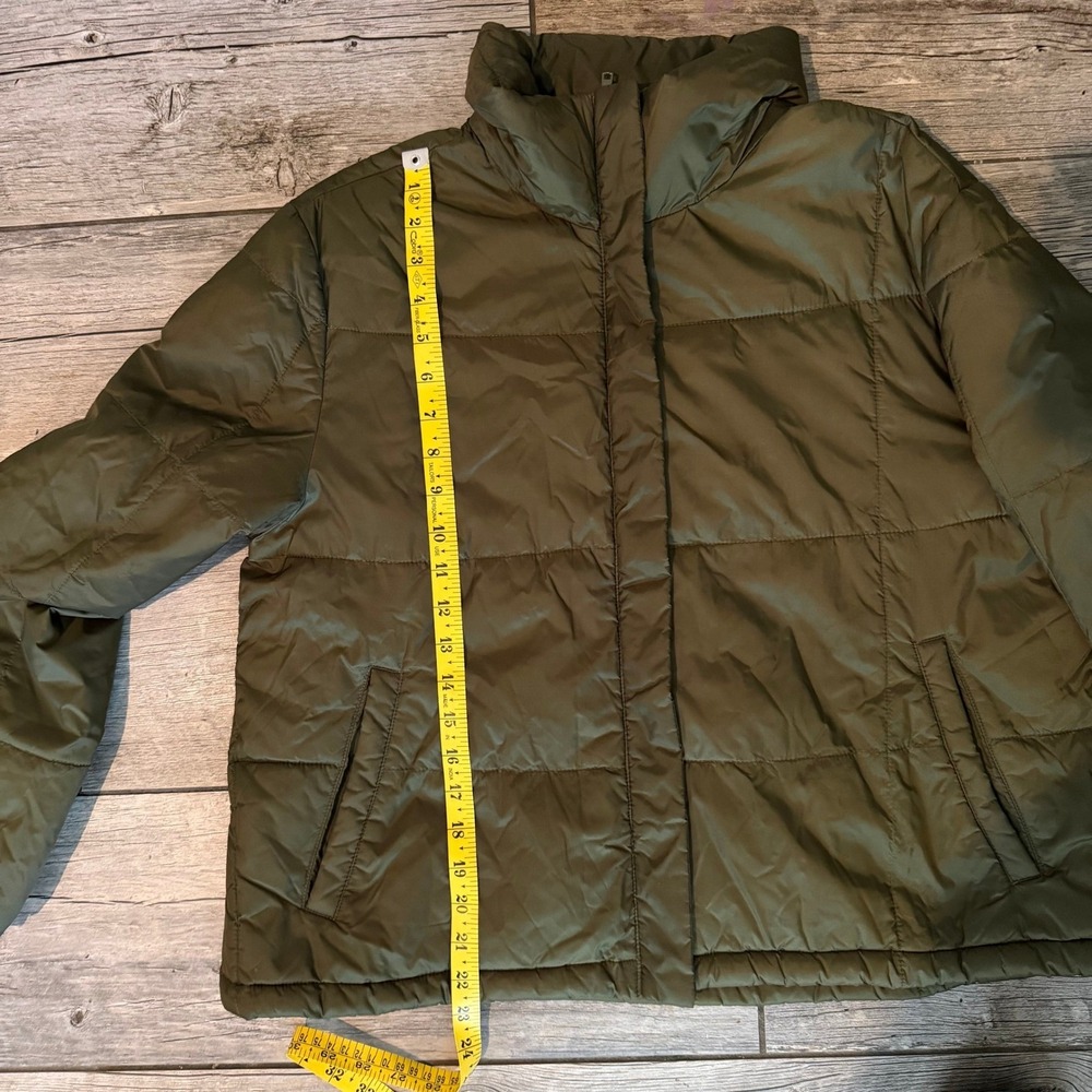 Madewell Women's Olive Green Puffer Jacket Full Zip Quilted Coat Size L - Picture 9 of 10